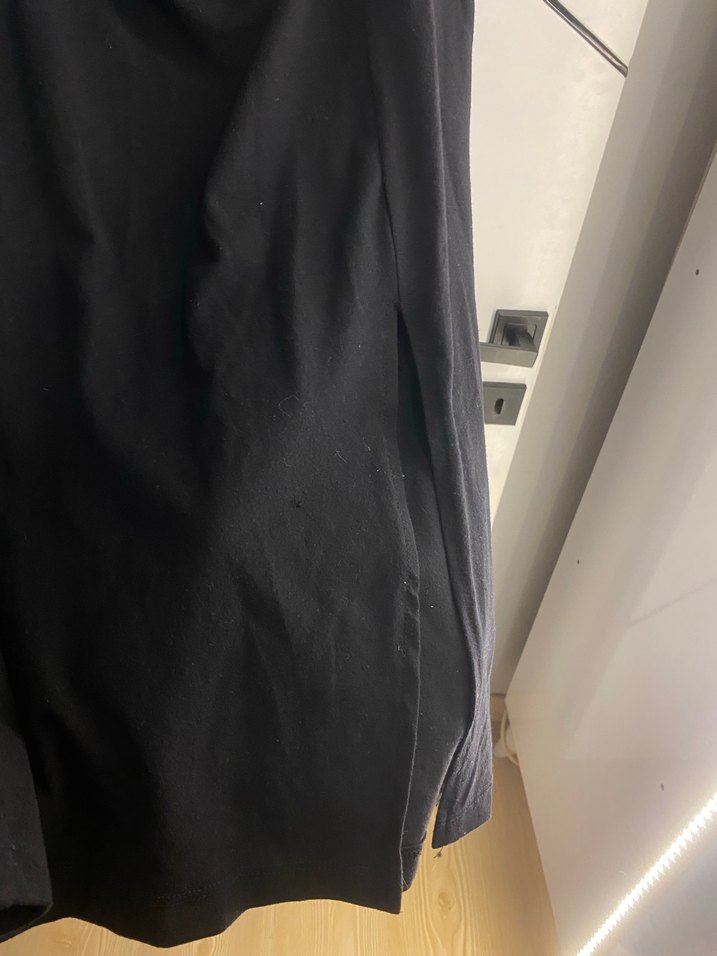 Kısa Kollu Siyah Drapeli Uzun Elbise - Görsel 4