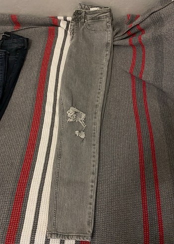 Gri Kadın Midi Boy Kot Pantolon - Görsel 3