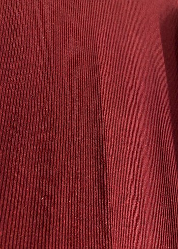 Bordo Yüksek Yakalı Uzun Kollu Elbise - Görsel 6