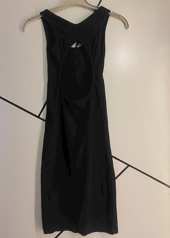 Siyah V Yaka Uzun Drapeli Kadın Elbise - Görsel 2