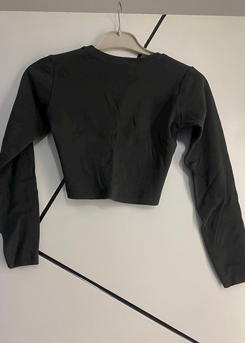 Koyu yeşil Uzun Kollu Crop Top Kadın - Görsel 2