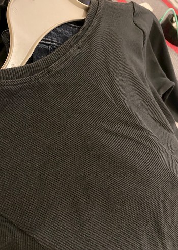 Koyu yeşil Uzun Kollu Crop Top Kadın - Görsel 4