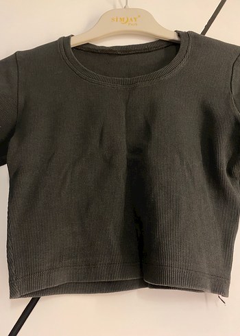 Koyu yeşil Uzun Kollu Crop Top Kadın - Görsel 3