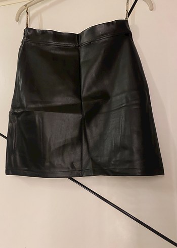 Siyah Deri Mini Etek - Görsel 7
