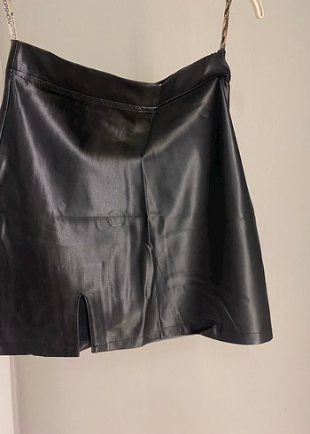 Siyah Deri Mini Etek - Görsel 3