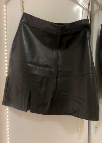 Siyah Deri Mini Etek - Görsel 4