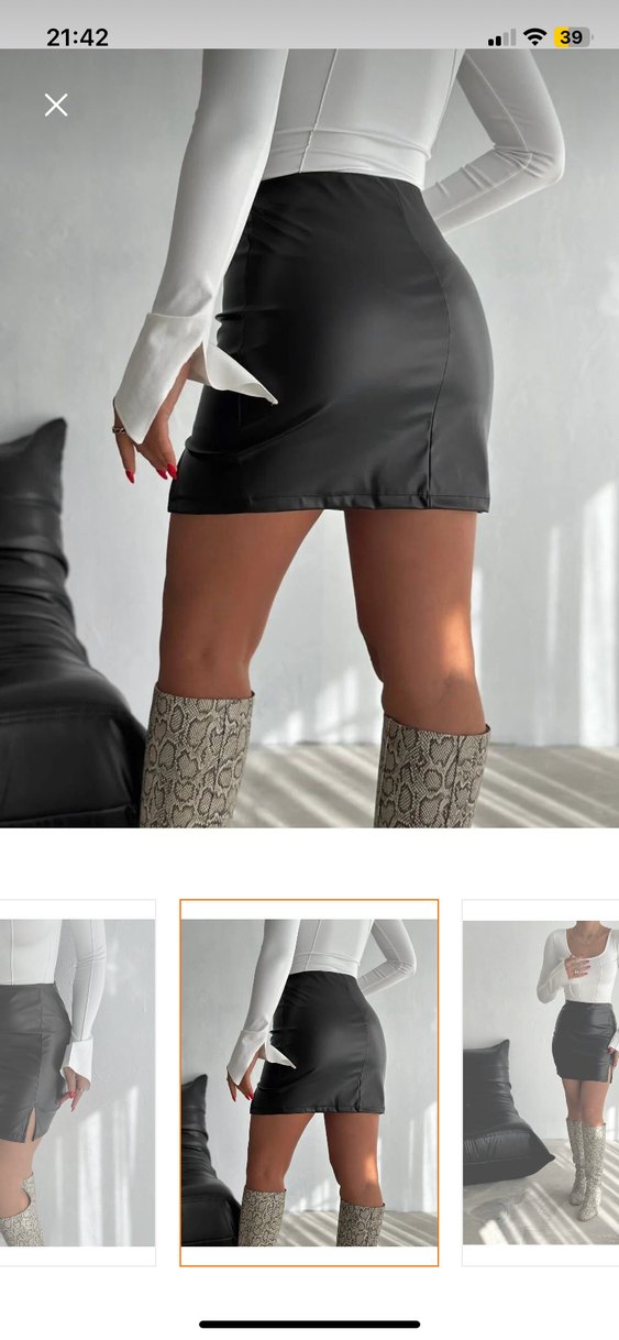 Siyah Deri Mini Etek - Görsel 2