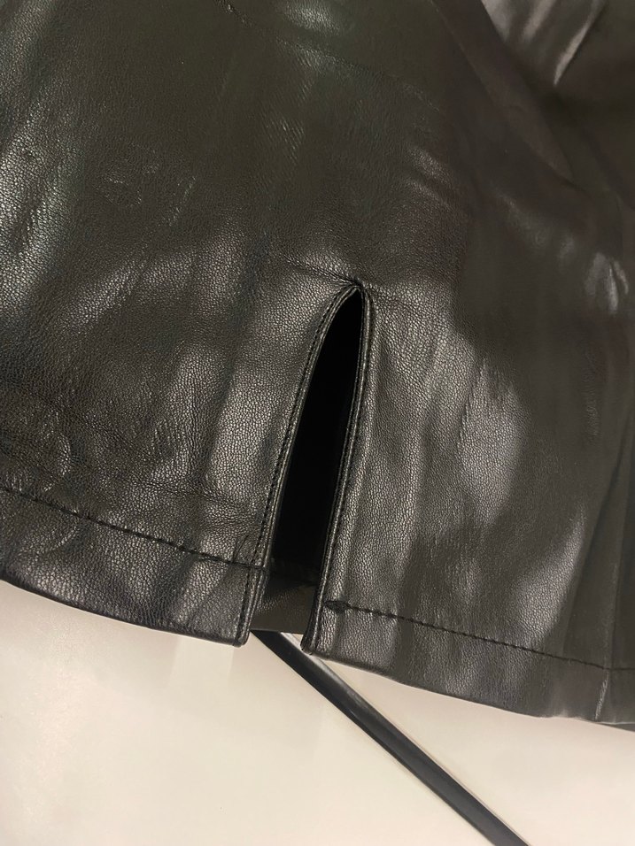 Siyah Deri Mini Etek - Görsel 5