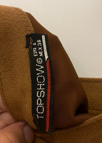 Düğmeli Taba rengi Süet Mini Etek - Görsel 7