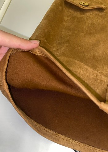 Düğmeli Taba rengi Süet Mini Etek - Görsel 4