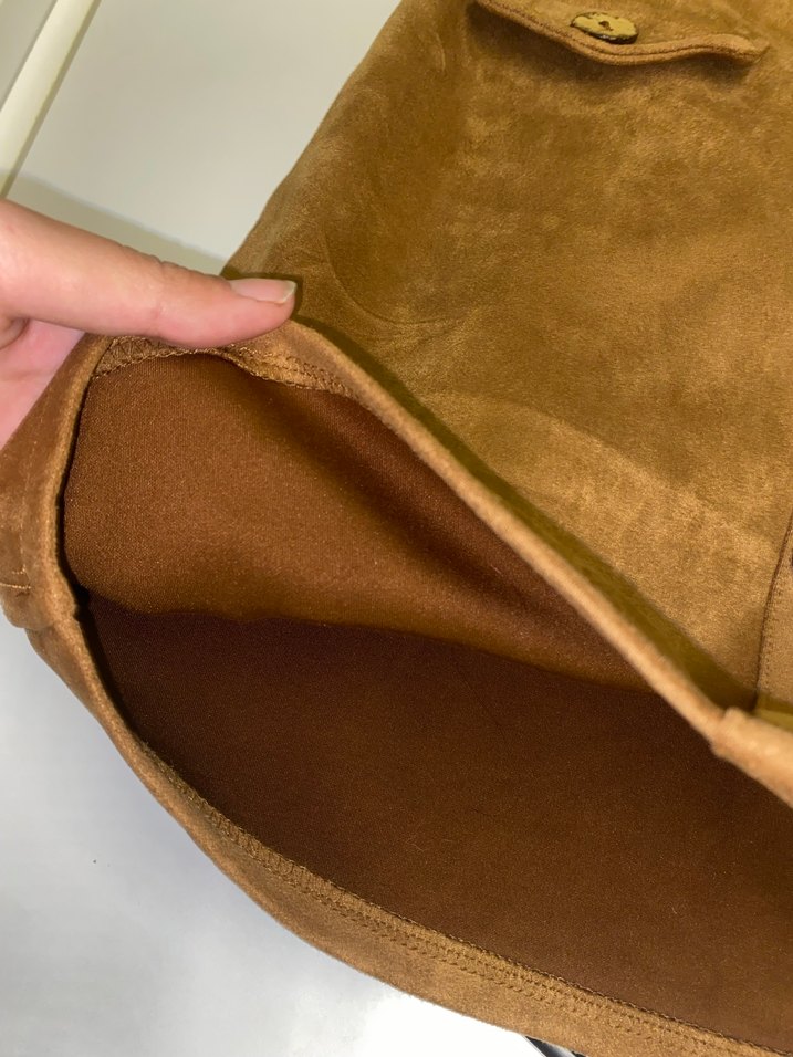 Düğmeli Taba rengi Süet Mini Etek - Görsel 4