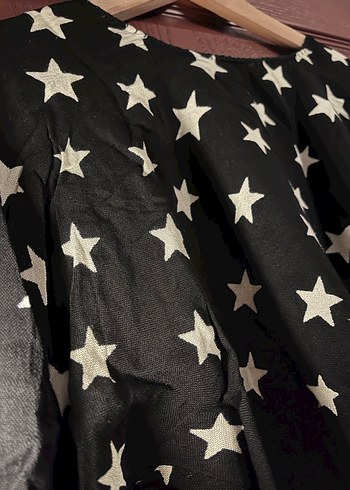 Siyah Yıldız Desenli Salaş Uzun Kollu crop - Görsel 2