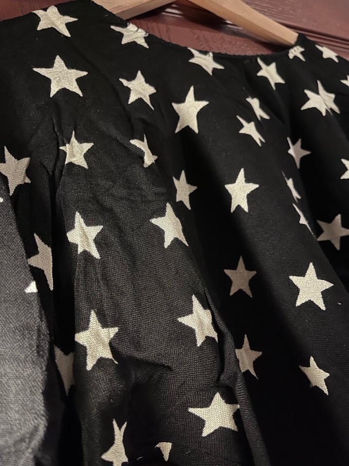Siyah Yıldız Desenli Salaş Uzun Kollu crop - Görsel 2