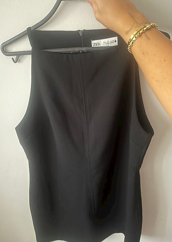 Siyah  Kolsuz Mini elbise - Görsel 2