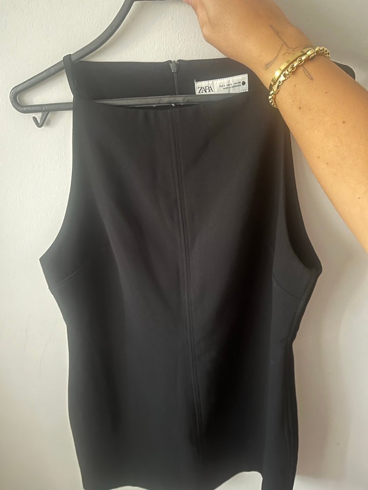 Siyah  Kolsuz Mini elbise - Görsel 2