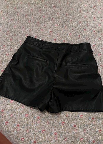 Siyah Deri  Mini Şort - Görsel 2