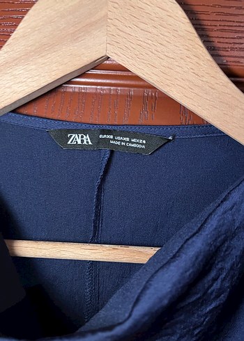 Lacivert Kolsuz Drapeli Bluz - Görsel 3