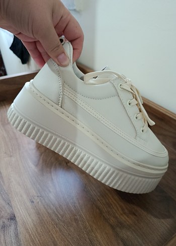 Beyaz Platform Topuklu Spor Ayakkabı - Görsel 3