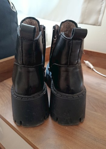 Siyah Kadın Deri Platform Topuklu Goth Bot - Görsel 3