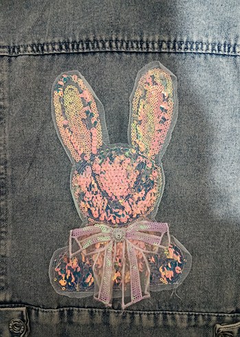 Kız Çocuk Payet İşlemeli Kot Ceket - Görsel 4