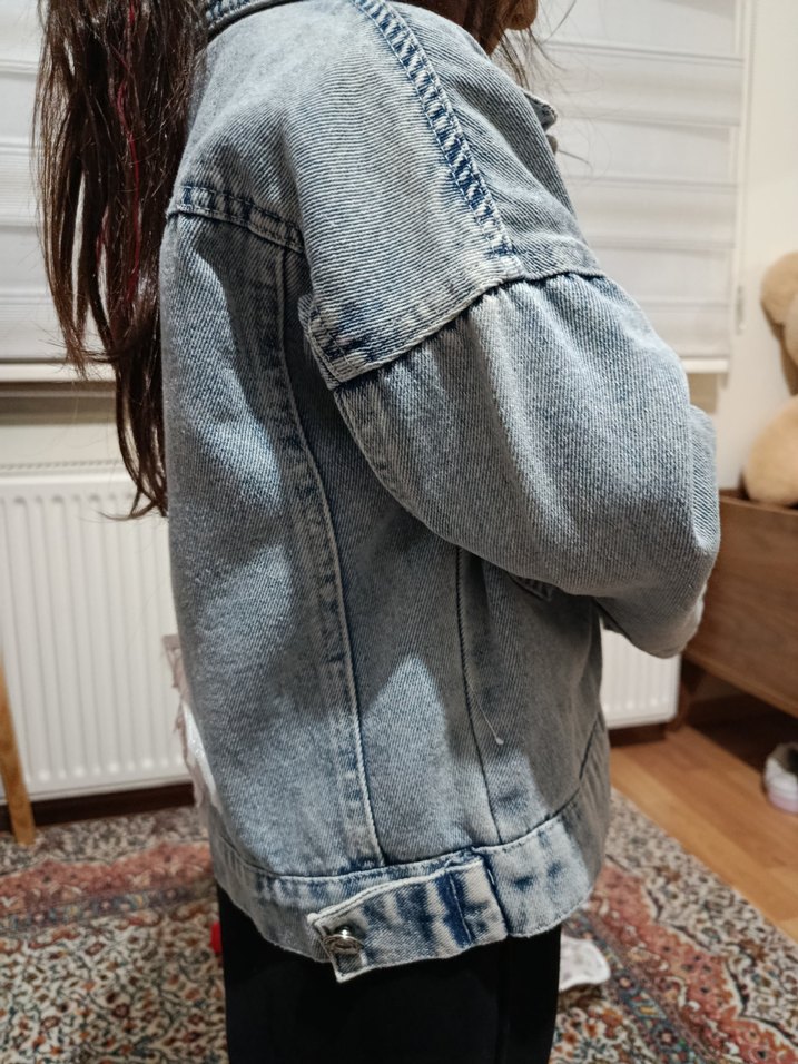 Kız Çocuk Payet İşlemeli Kot Ceket - Görsel 2