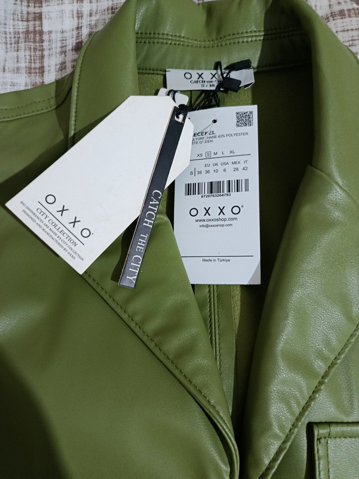 Kadın Yeşil Deri Kemerli Uzun Ceket - Görsel 5