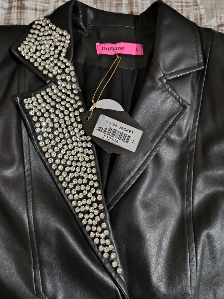 Siyah Deri Kadın Ceket Düğmeli - Görsel 3