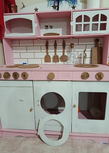 Pembe-Beyaz Ahşap Mutfak Oyuncak Seti - Görsel 2