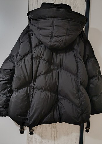 Siyah Şişme mont, kapüşonlu - Görsel 2