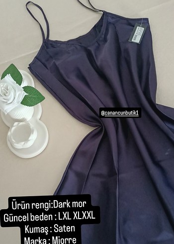 Miorre Saten Mor Midi Gecelik