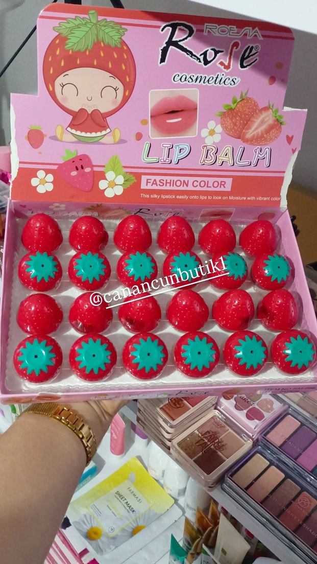 Renkli Çilek Şekilli Dudak Lip balm - Görsel 2