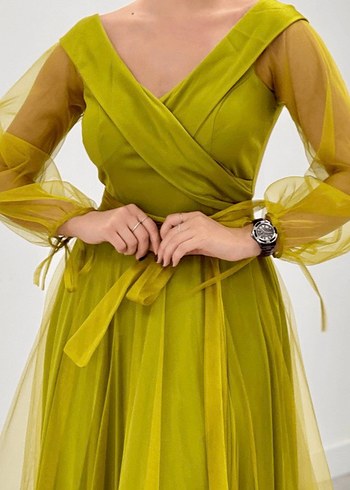 Uzun Kadın tül Elbise abiye - Görsel 7