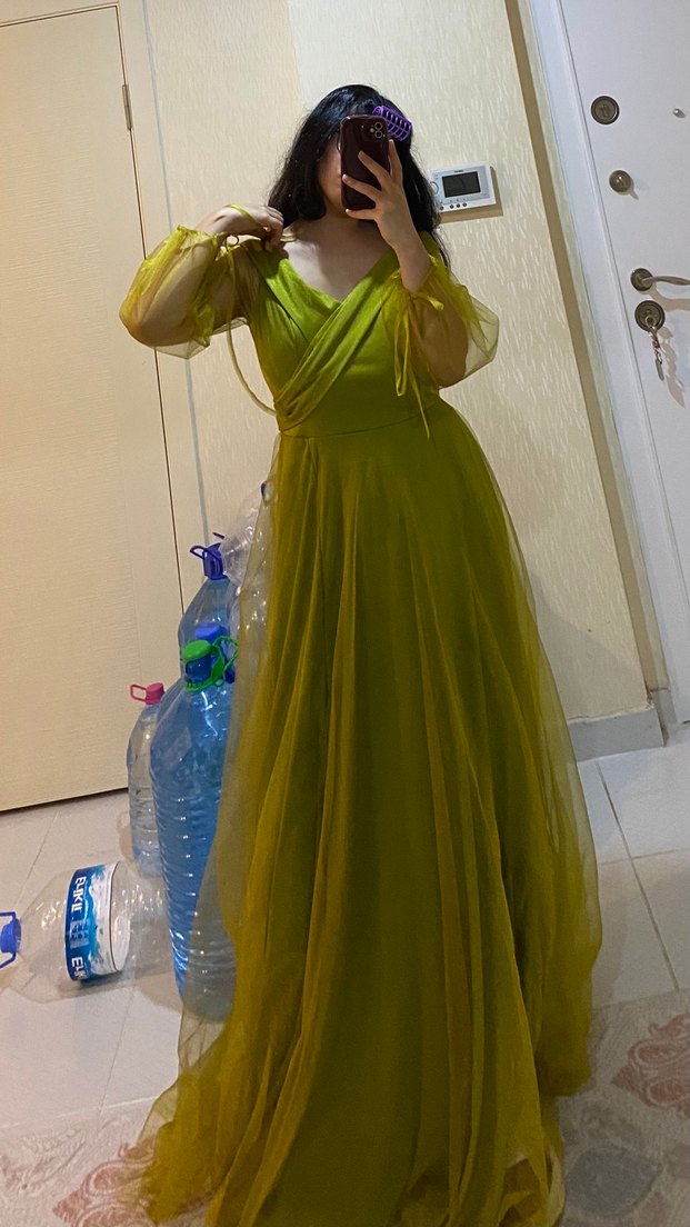 Uzun Kadın tül Elbise abiye - Görsel 3