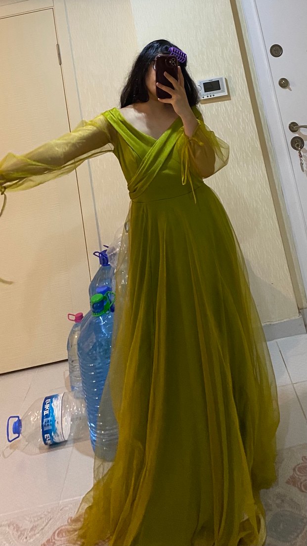 Uzun Kadın tül Elbise abiye - Görsel 4