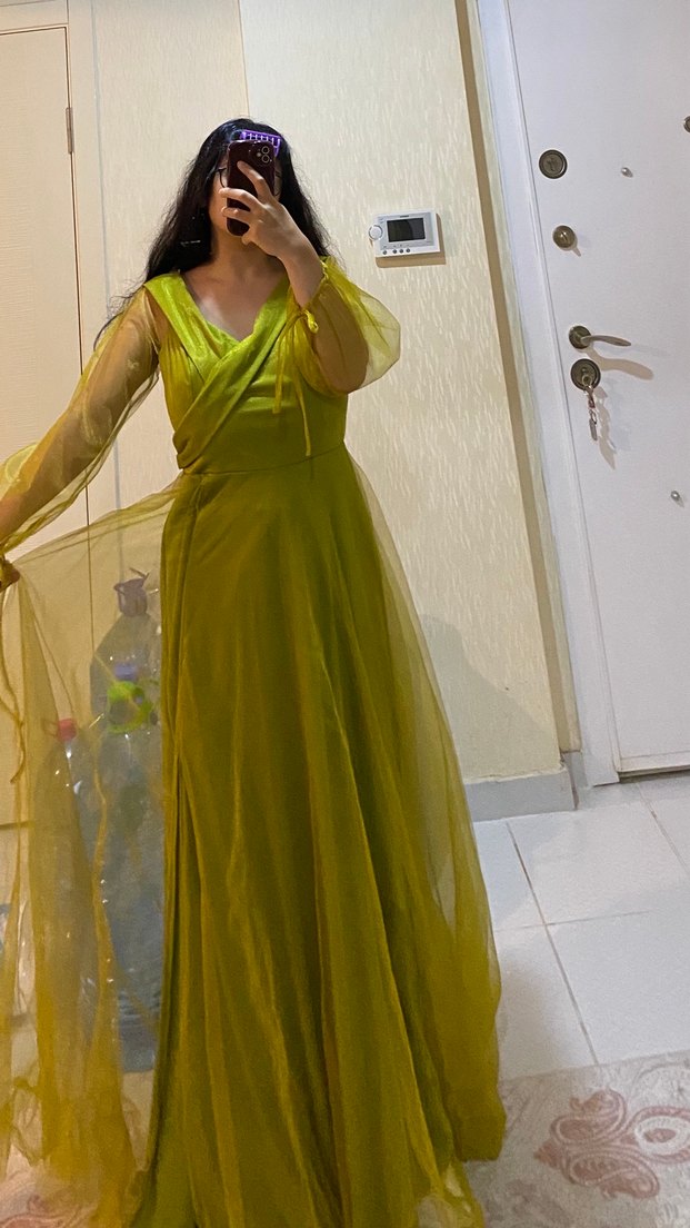 Uzun Kadın tül Elbise abiye - Görsel 5