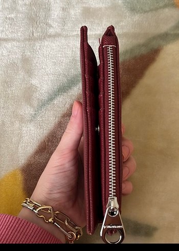Bordo Deri Fermuarlı Kadın Cüzdanı - Görsel 3