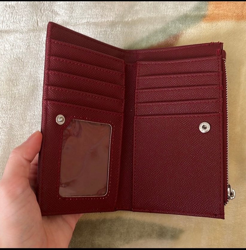 Bordo Deri Fermuarlı Kadın Cüzdanı - Görsel 2