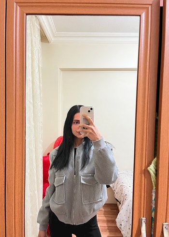 Gri Fermuarlı Kadın Ceket - Görsel 3