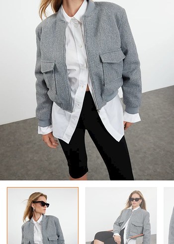 Gri Fermuarlı Kadın Ceket - Görsel 2