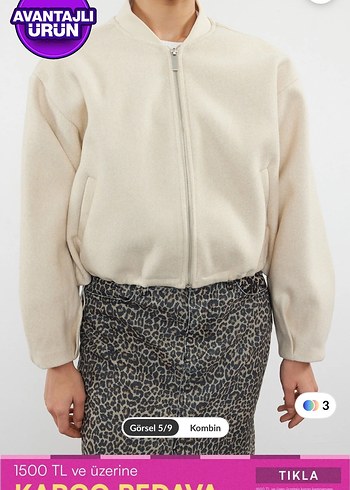 Bej Mini Kadın Ceket Yüksek Yakalı - Görsel 3