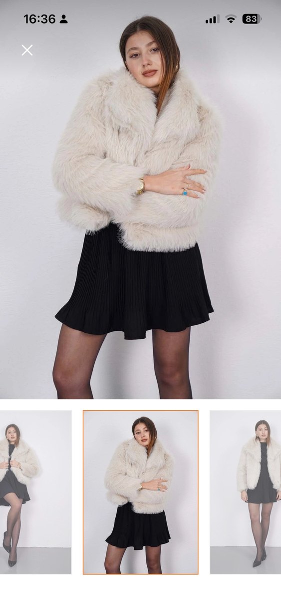 Beyaz Kürk Detaylı Midi Kadın Ceket - Görsel 2