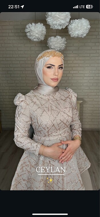 Tesettür nişan elbisesi