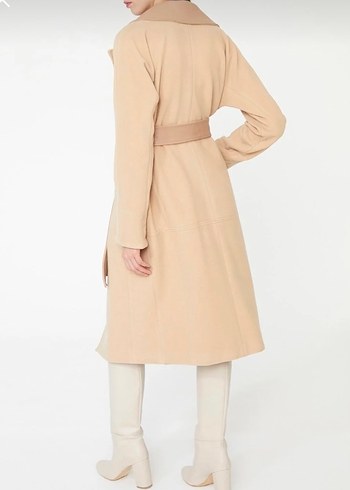 Adil ışık Kuşaklı Bej Kadın Kaban - Görsel 3