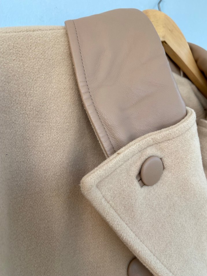 Adil ışık Kuşaklı Bej Kadın Kaban - Görsel 5