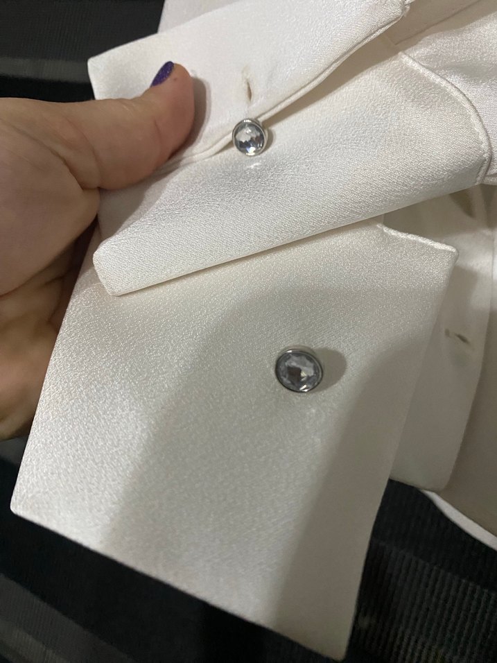 Adil ışık yakası taşlı saten gömlek - Görsel 5