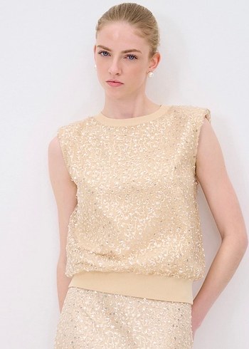 ADL gold Payetli Süveter - Görsel 3