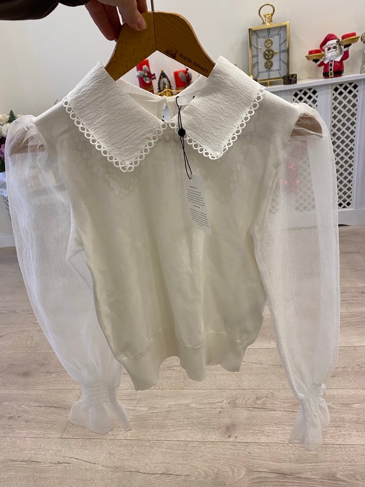 Adil ışık bebe yaka organze kol triko - Görsel 4