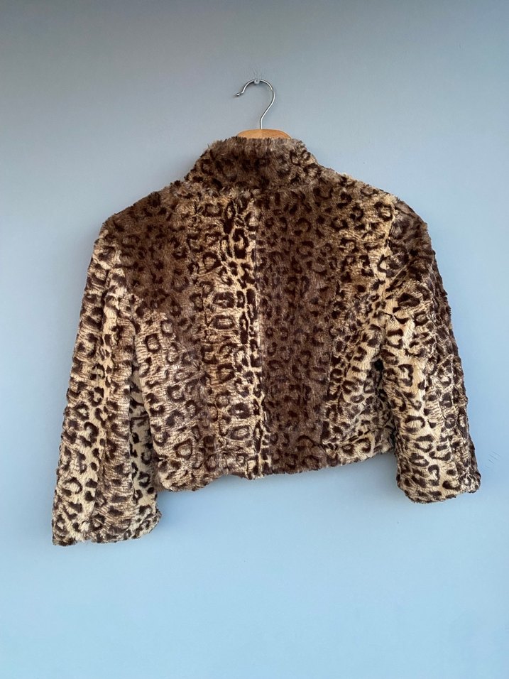 Adil ışık Leopar Desenli  Suni Kürk Ceket - Görsel 3