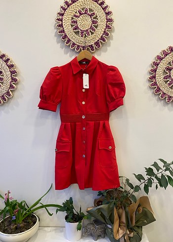 Adil ışık balon kol elbise - Görsel 2