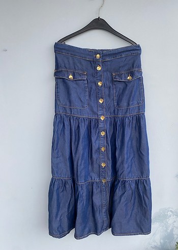 Adil ışık cep detaylı denim etek - Görsel 4